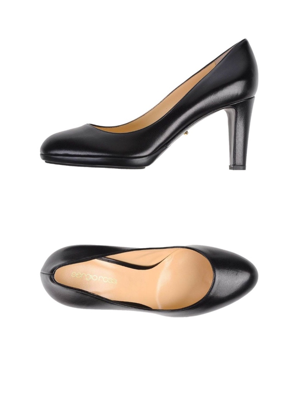 Sergio Rossi Classic Black Leather Pump Shoes Sz 7 US / 37 EU